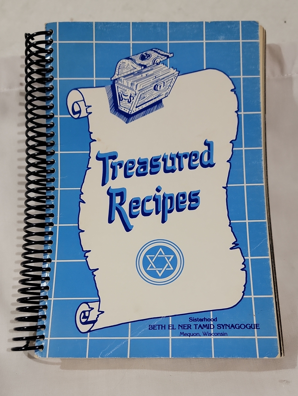 Vintage Spiral Bound Recipe Book "Treasured Recipes" Beth El Ner Tamid Synagogue